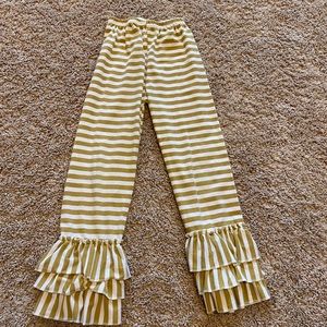 Gold and White stripped ruffled pants